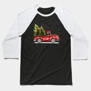 Christmas Three Doberman Dogs Ride Red Truck Costumer Xmas Baseball T-Shirt